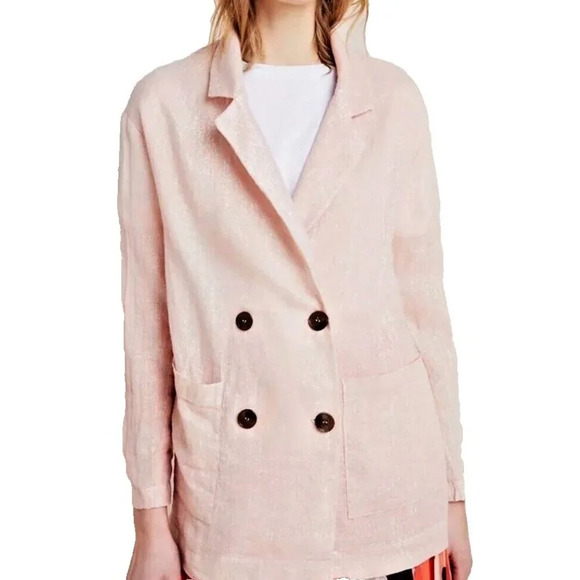 Anthropologie Amadi Kaye Blazer Suit Kaye Pink Oversized Double Breast L - Picture 3 of 13